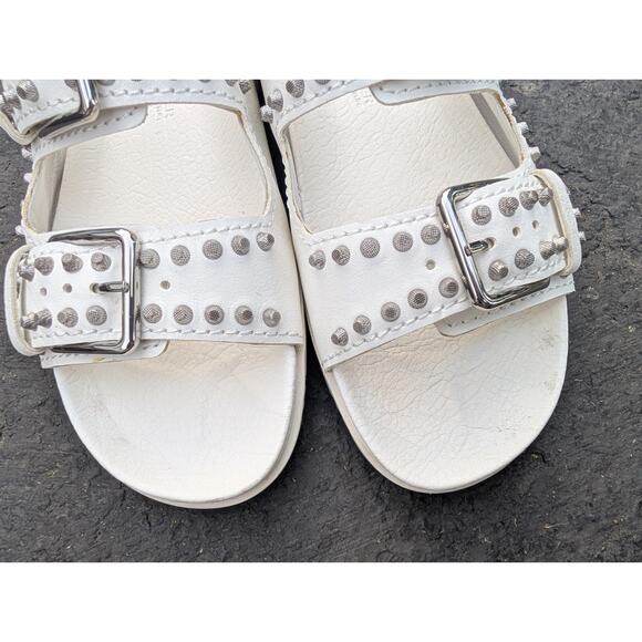 Kennel Schmenger Women's Studded Slides Sandals Sz 8 Natural Calf Milk Silver - Picture 6 of 10